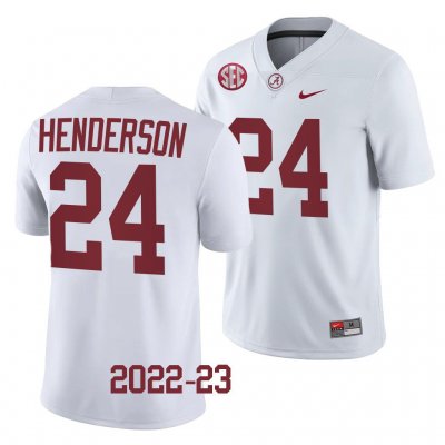 Men's Alabama Crimson Tide #24 Emmanuel Henderson White 2022-23 NCAA College Football Jersey 2403AZWY2